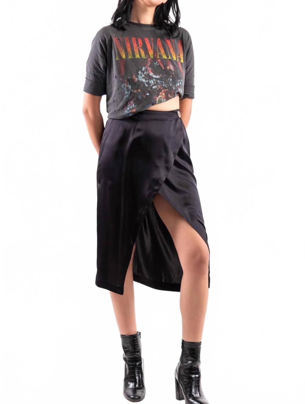 NEW UNDERCOVER HIPPIE känsla silk slit skirt in black